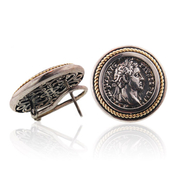 Sterling Silver and 14KT Yellow Gold Antique Inspired Coin Clip Earrings