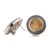 Sterling Silver Clip Earrings with 1/10 oz Gold Eagle Coin: 13SGC-103