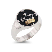 Feel like royalty in this Sterling Silver and 14KT Gold Crown Ring: 7SG-1096