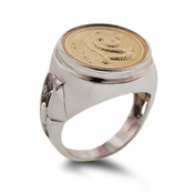 Sterling Silver and 14KT Yellow Gold 2013 Snake Medallion Ring