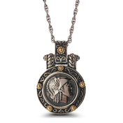Sterling Silver and 14KT Yellow Gold Antique Roman Inspired Pendant w/18" Chain